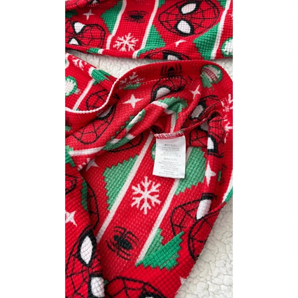 Boys Spiderman Pajama Set Pants Long Sleeve Shirt Holiday Christmas PJs Size 8